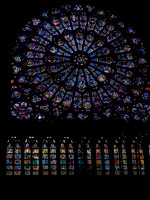 North Rose Window at Notre Dame depicts Old Testament figures surrounding the Virgin Mary.