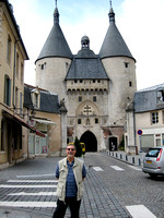 Joe in front of Porte de la Craffe  -- you can walk through the old gateway to the city. The building was later used as a  prison.