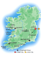 Our tour map (we began & ended in Dublin)