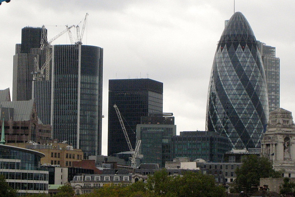"Gherkin" on the rt. (30 St. Mary Axe)